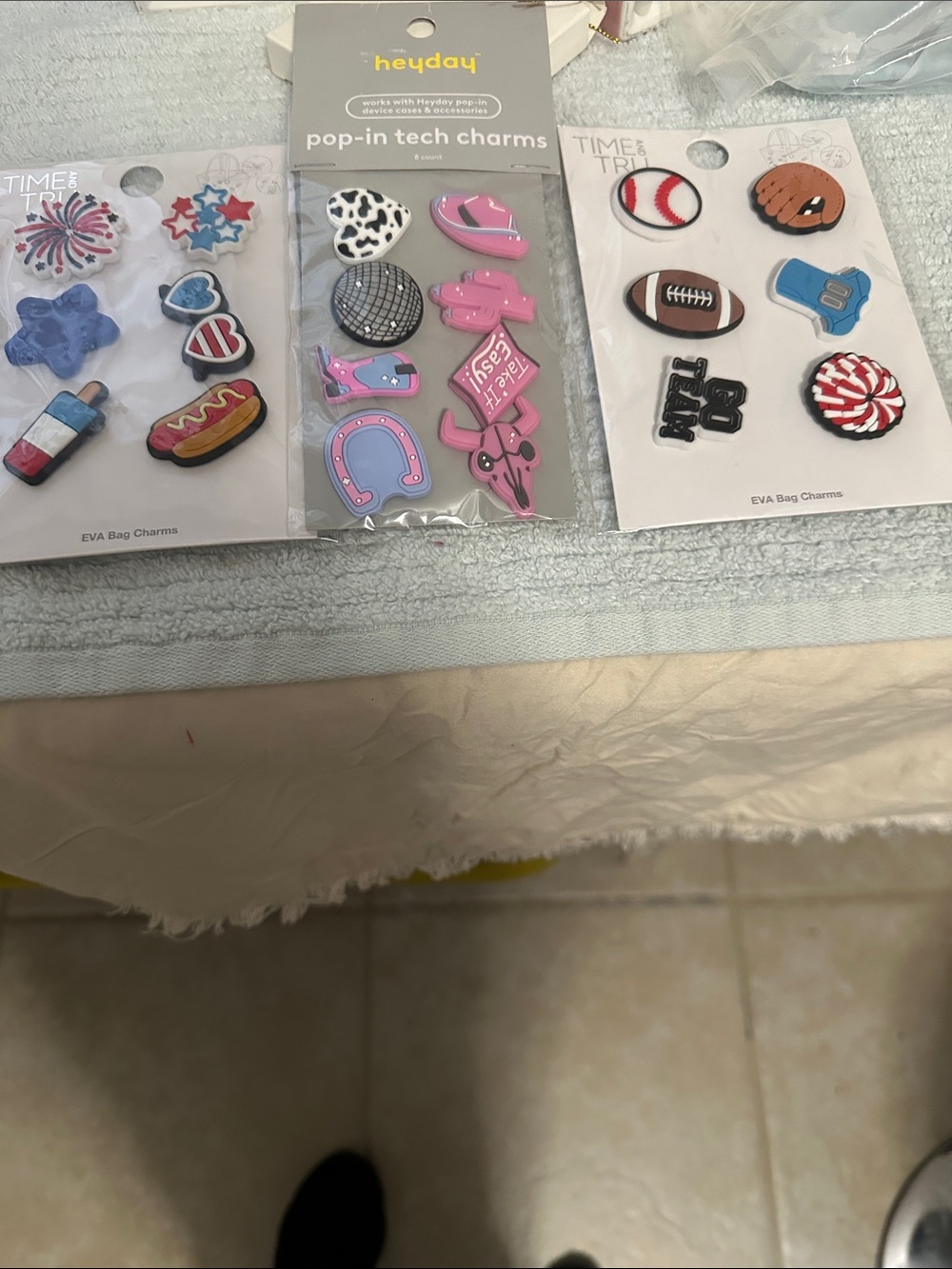 heyday Pop-In Tech Charms Variety Pack with Blue, Red & White Accents 3 sets NWT